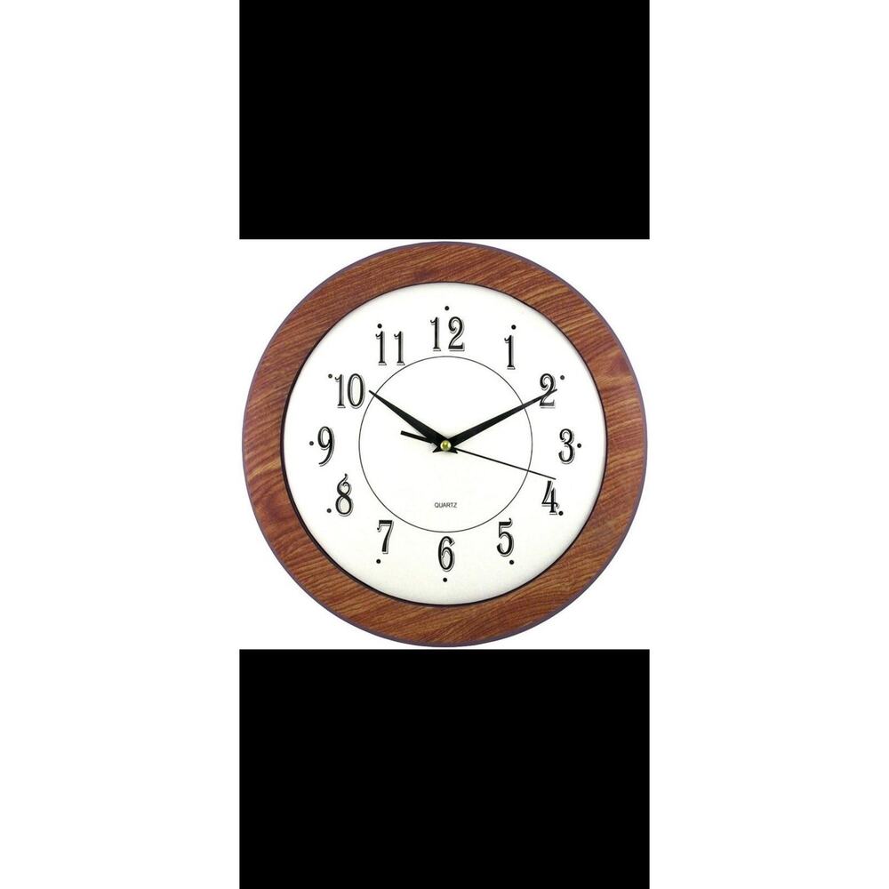 Sharp 12” Solid Wood Wall Clock SPC954 Quartz Glass Lens Battery Operated New